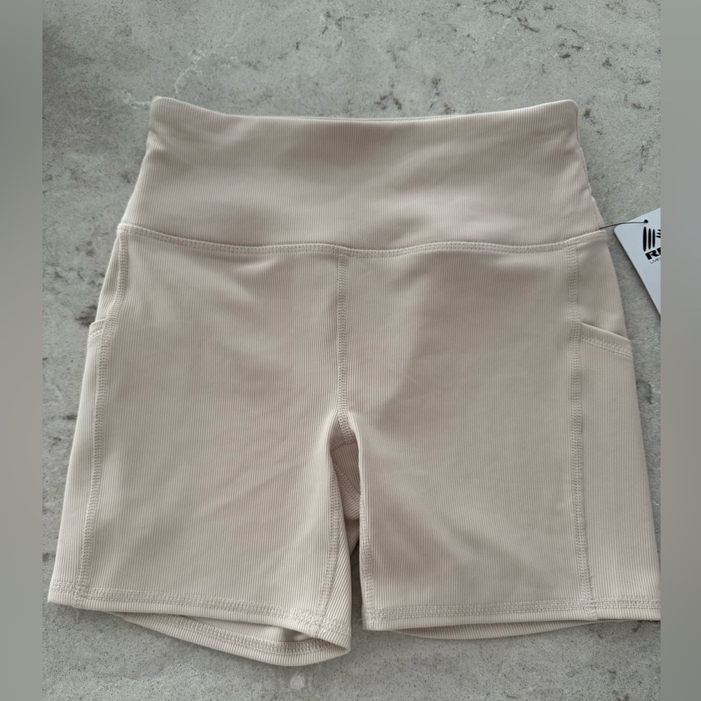 RBX Ribbed Cream Biker Shorts || Size: Small || NWT